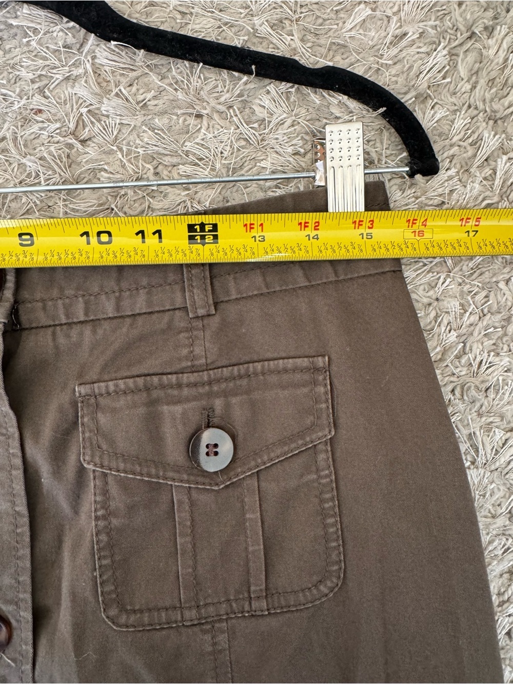 Utility Cargo Button Front Midi Skirt Olive Green Safari Style - Picture 10 of 10